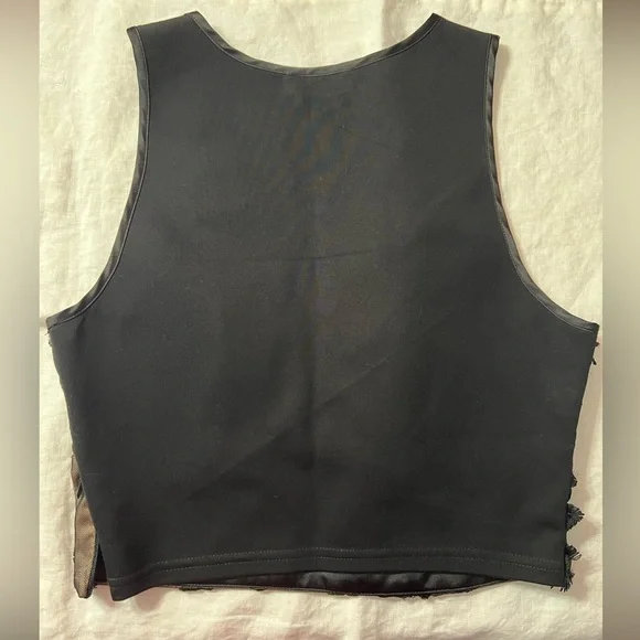 NWOT Bebe Cropped Top w/ Lace Overlay SzS - Picture 5 of 6